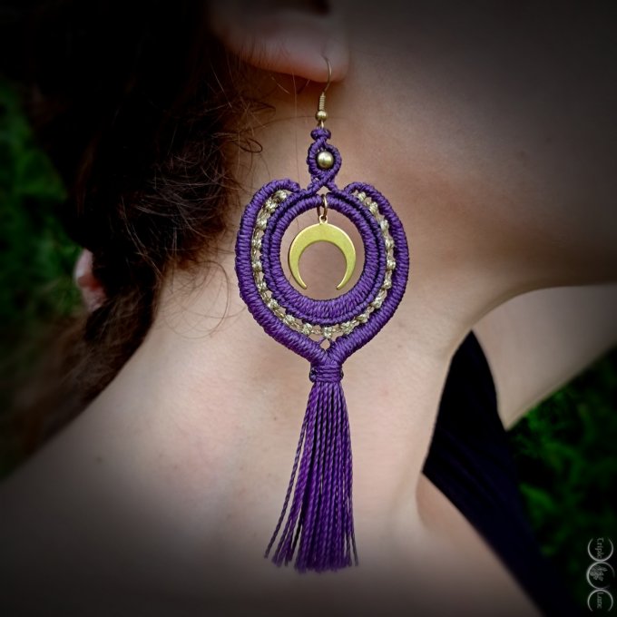 Boucles d'oreilles Lunes, Dark Purple