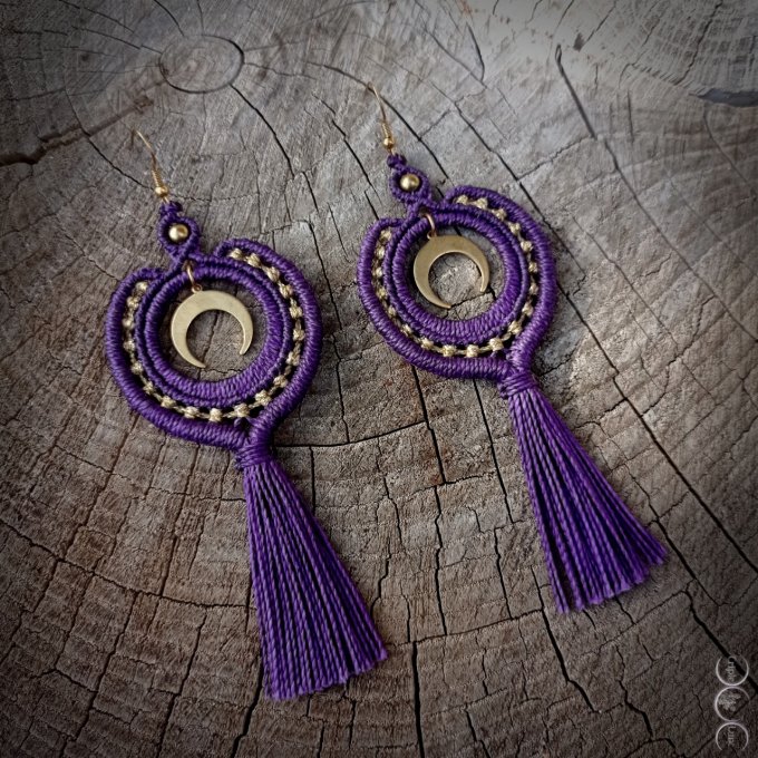 Boucles d'oreilles Lunes, Dark Purple